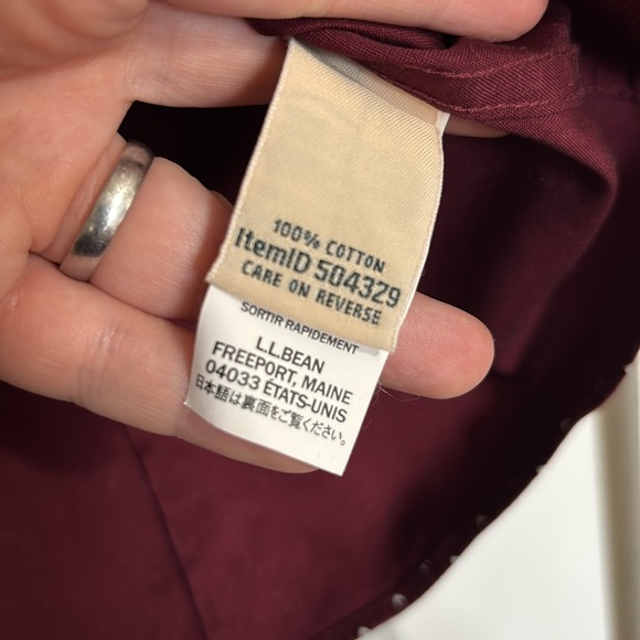 L.L.Bean Women's XSP Button Down Shirt Maroon Heart Motif - Picture 6 of 6